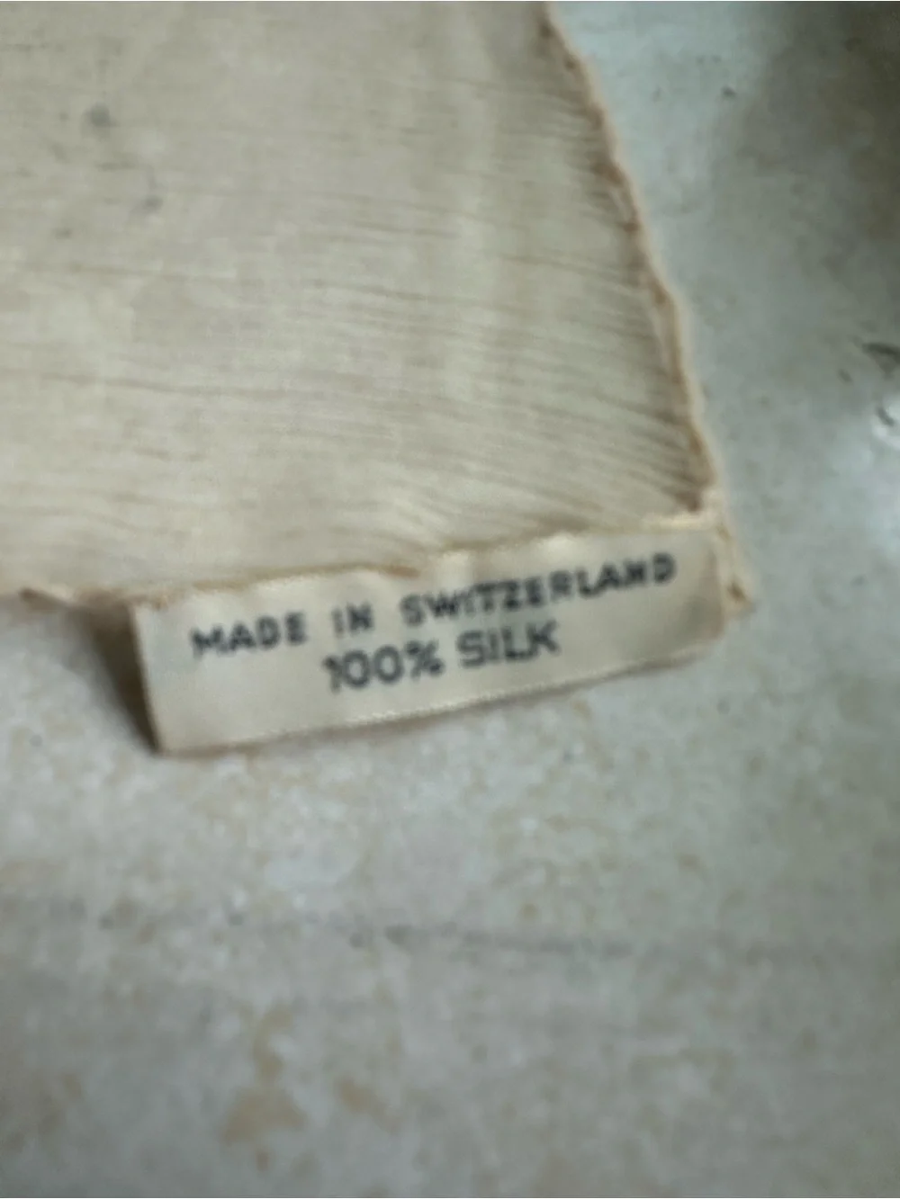Vintage Light Cream 100% Silk Square Scarf